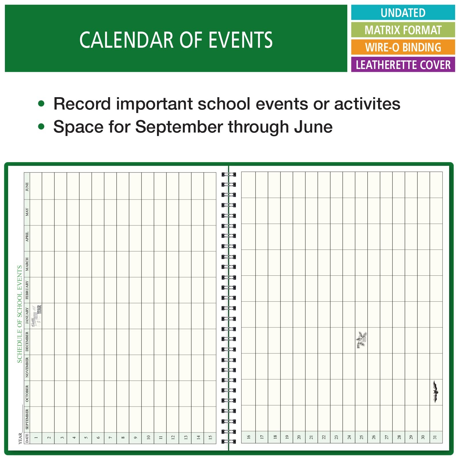 Green Lesson Plan And Grade Record Book 8.5 X 11 For Teachers 50 Students