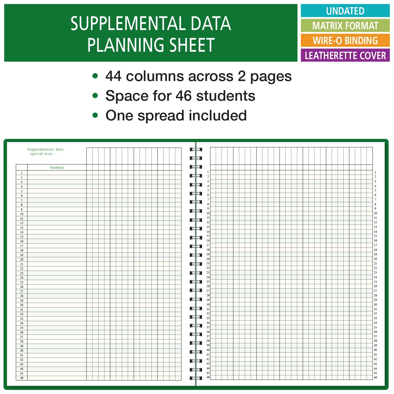 Green Lesson Plan And Grade Record Book 8.5 X 11 For Teachers 50 Students