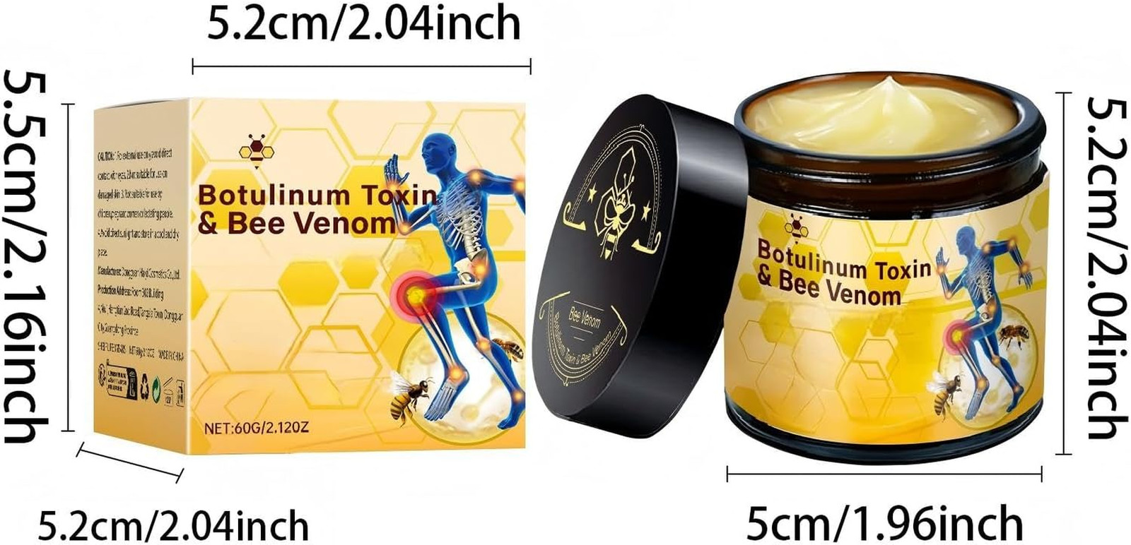 Botulinum Toxin & Bee Venom Bone Healing Cream,Soothing Joint Muscle Rub for Bac