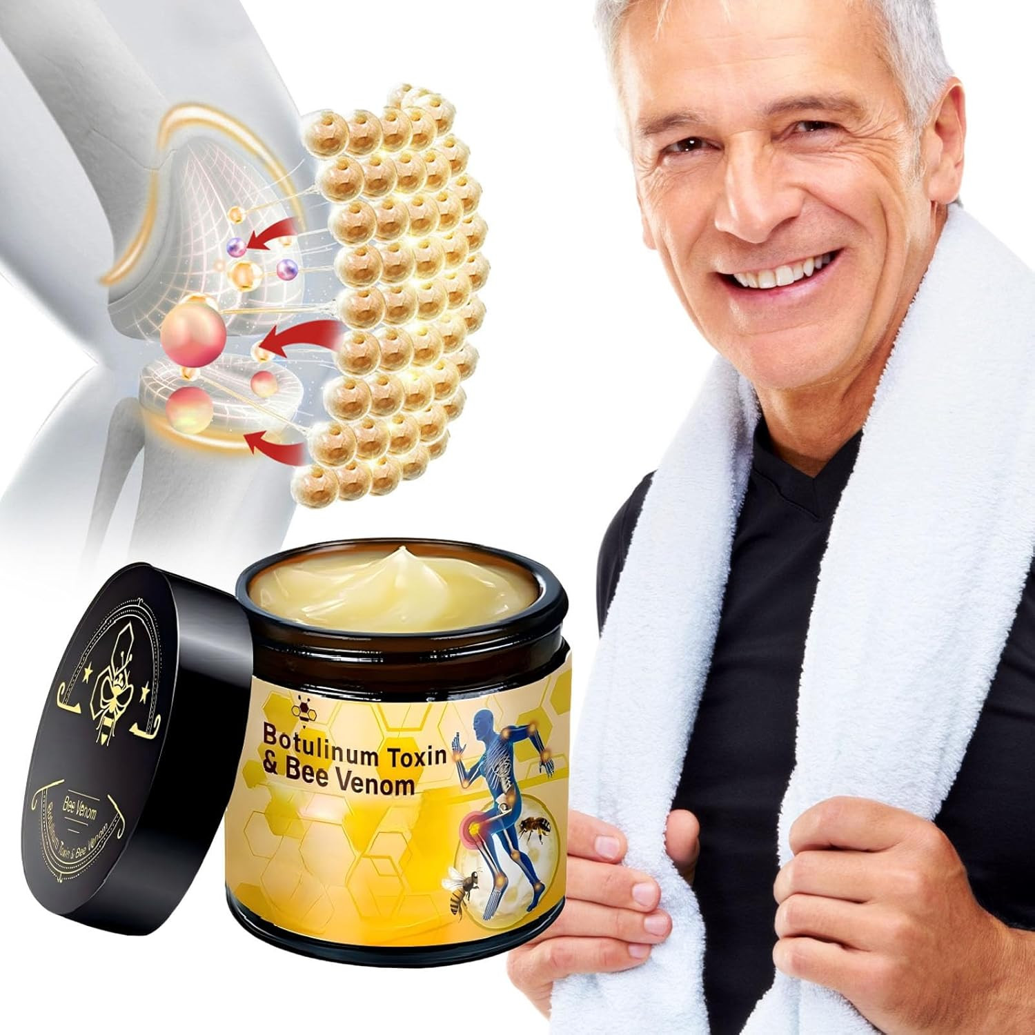Botulinum Toxin & Bee Venom Bone Healing Cream,Soothing Joint Muscle Rub for Bac