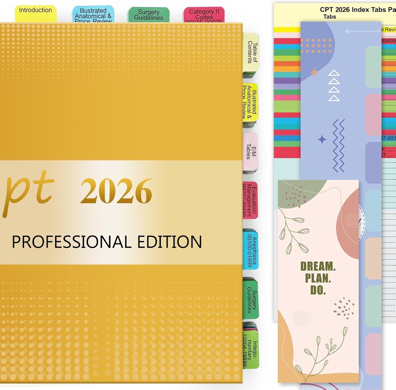 Complete Set of 96 CPT 2026 Laminated Index Tabs with Alignment Guide & Bookmark